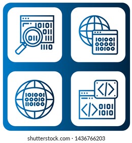 Set of zero icons such as Binary code , zero