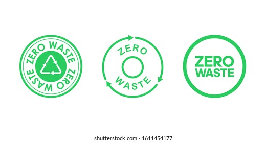 Set of zero waste circle logos. Zero waste icons with the Mobius strip and recycling circle. Ecology and environment protection. Vector stock illustration.