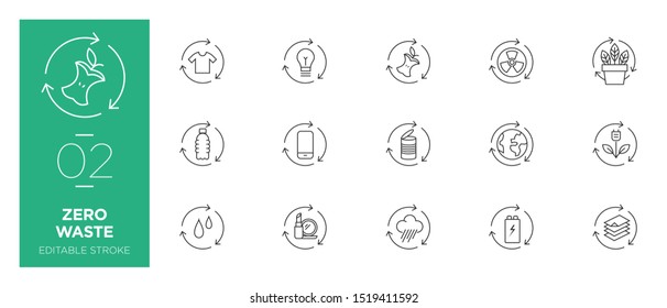 Set of Zero waste line icons - Modern icons	