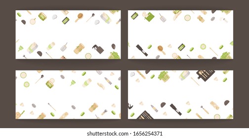 Set of Zero Waste Vector Concept illustration in Minimalism Style, with Reusable and Recycle Zero Waste products - Beauty, Kitchen, personal care and hygiene for ecology friendly advertising