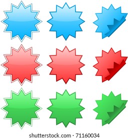 Set of a zig zag stickers different colors