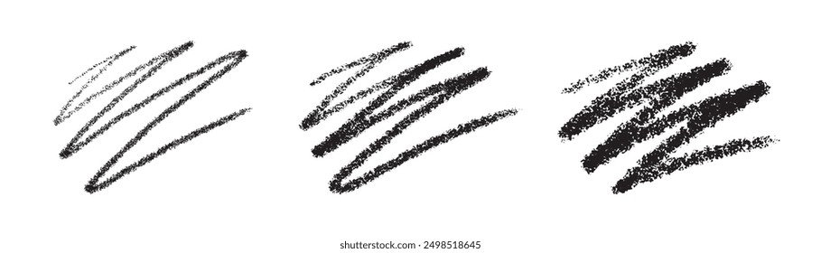 A set of zigzag black pencil strokes on a white background. Vector scribble doodles.