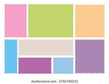 Set of Zigzag and colorful Shapes. Rectangle shape frame with zigzag edge.  Geometric zig zag wavy stickers.   vector illustration.   
