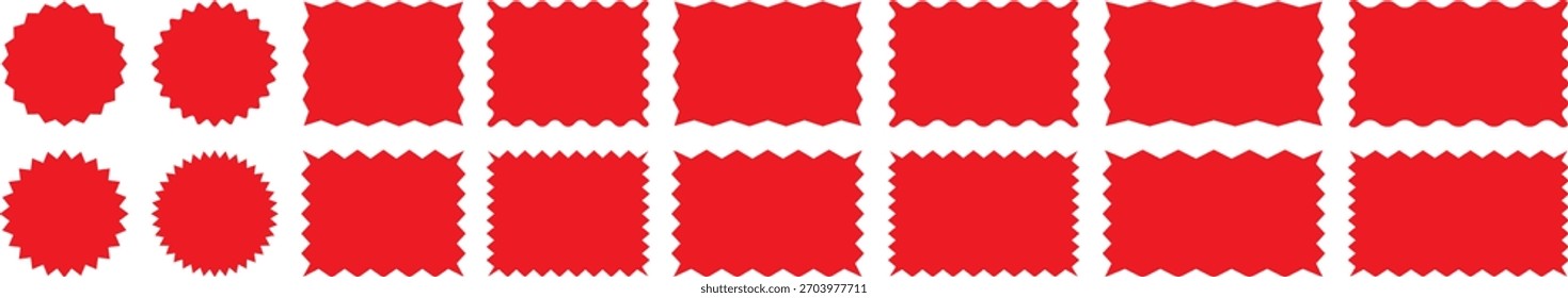 Set of with zigzag edge, scallop edge shape. Rectangle shape frame with zigzag edge. zigzag frame.