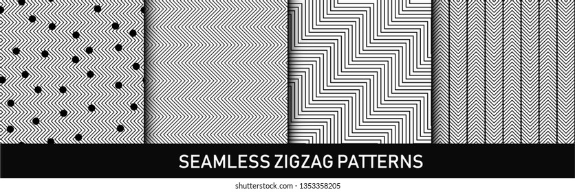 Set of zigzag patterns/ Graphic stylish seamless vector backgrounds/ Classic patterns