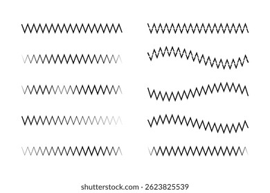 Ensemble de motifs en zigzag dans différentes nuances de noir.