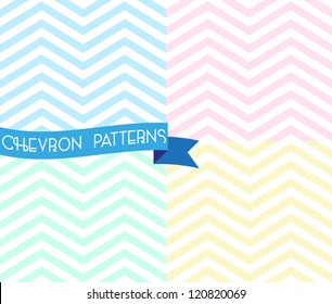 Set of zigzag seamless pattern. Colorful chevron ornament. Vector illustration