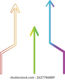 Set of zigzag or wave gradient arrows. 