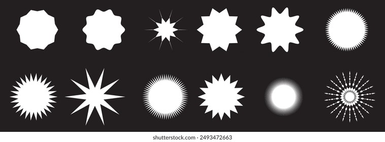 Set of Zigzag and Wavy Geometric Shapes. Vector Rectangle, Circle, Square and Oval Elements with Curve Edge. Zig Zag Shapes for Stickers, Badges, Posters, Chevron, Labels and Decoration. design eps 10