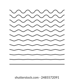 A set of zigzag wavy lines isolated vector illustration on white background.