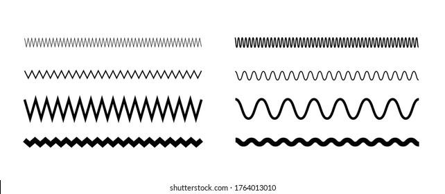 set of zigzag and wavy lines vector illustration.Zigzag lines.Chevron print.