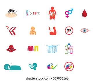 Set of Zika virus icon in colorful style