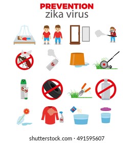 Set Of Zika Virus Prevention Graphic Design, Vector Illustration