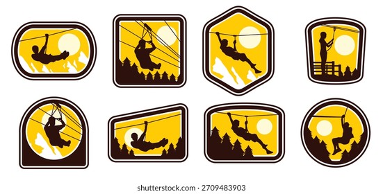 set of Zipline vector illustration
