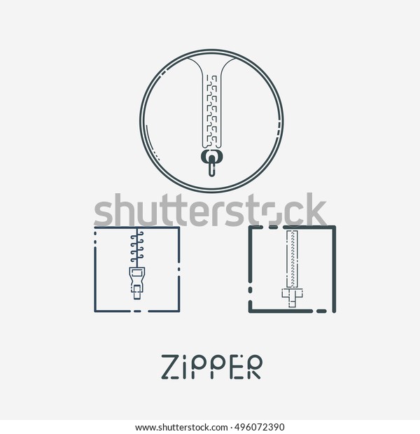 Set of Zipper Icon, Can Use for Archive,\
Zipped File Icon, Download Compressed File Button, Thin Line Flat\
Style. Vector,\
Illustration
