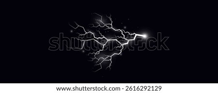 Set of zippers, thunderstorm and effect lightning. Lightning light, thunder thunderbolt, thunderstorm abstract