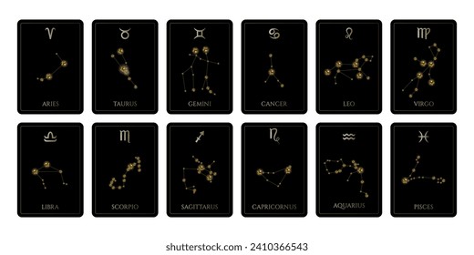Set of zodiac constellations cards vector illustration design.