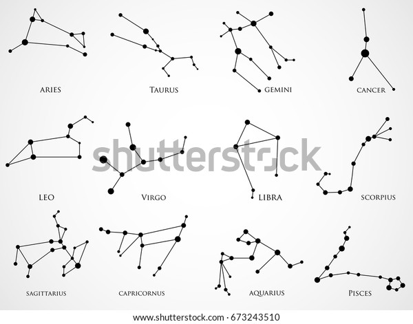 Hakuun Sarja Horoskooppi Tahtikuvioita Horoskooppi Oinas Leo Liittyva Vektorikuva Rojaltivapaa 673243510