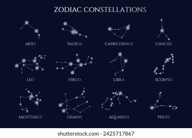 Set of zodiac constellations vector illustration design