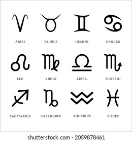 set of zodiac horoscope logo line art minimalist vector illustration template icon design. bundle collection of various zodiac sign Mysticism star signs and astrology