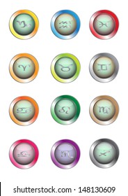 Set of zodiac icon vector, eps.10, paint by illustrator Used for decorative and creative