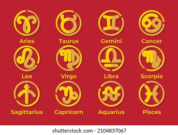 Set of Zodiac icons, Horoscope Symbol.