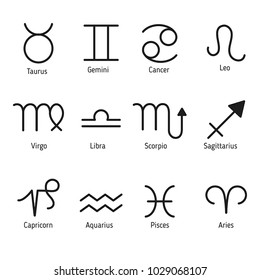 Set of zodiac icons on white background.