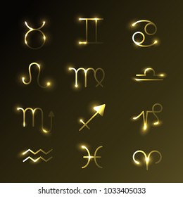 Set of zodiac icons. Zodiac signs theme.