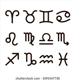 Set Zodiac icons. Vector illustration.