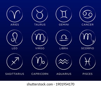 set of zodiac logo, icon and illustration