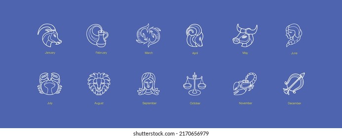 set of zodiac logo, icon and illustration