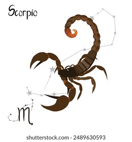 Set of zodiac Scorpio zodiac minimal style in black black tone with golden ratio.