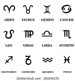 Set zodiac sign , vector Illustration. Contour icon.