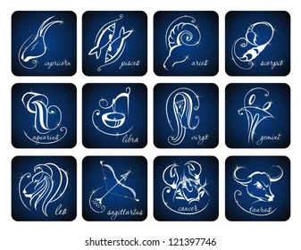 Set of zodiac signs