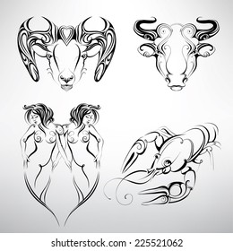 Set of zodiac signs