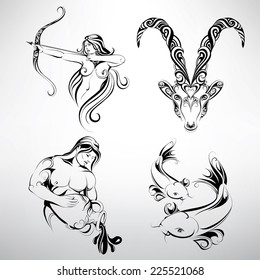 Set of zodiac signs