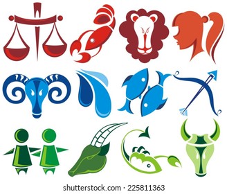 Set of zodiac signs