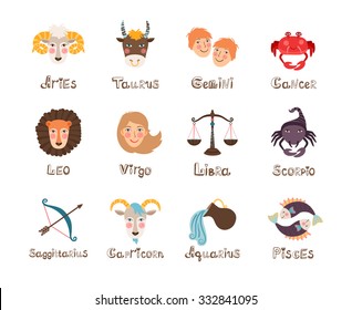 Set of zodiac signs