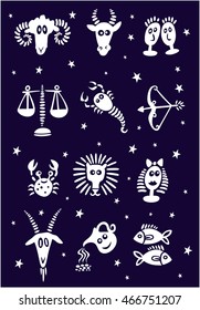 Set of zodiac signs
