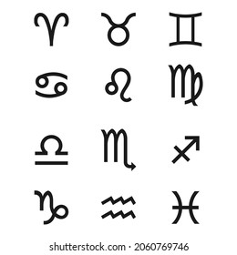 Set von Zodiakzeichen Symbol einzeln auf Hintergrund. Astrologie Symbol modern, einfach, Vektorgrafik, Symbol für Website-Design, mobile App, ui. Vektorgrafik