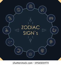 Set of zodiac signs icons. Aries, leo, gemini, taurus, scorpio, aquarius, pisces, sagittarius, libra, virgo, capricorn and cancer. Vector illustration in line art rough style. 