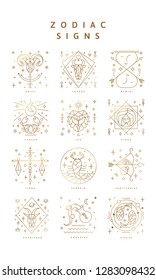 Set of zodiac signs, Icons, and Symbols. Horoscrope Signs in Vector