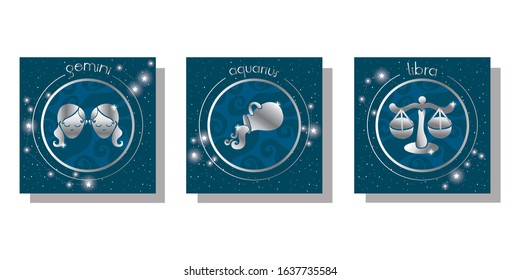 set of zodiac signs set icons vector illustration design