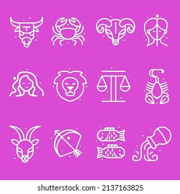 Set of zodiac signs.
Illustration in flat style.