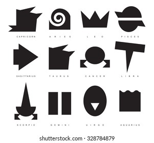 set of zodiac signs in the primitive style