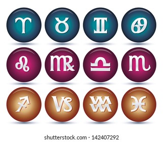 Set of zodiac signs, vector