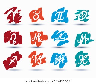 Set of zodiac signs, vector