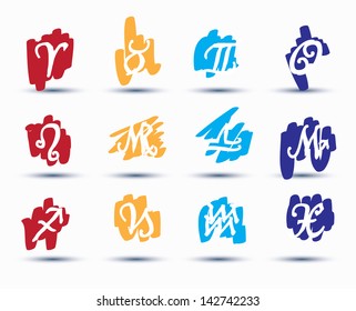 Set of zodiac signs, vector