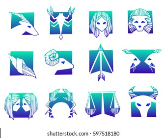 Set of zodiac signs vector