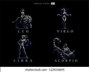 Set of Zodiac signs. Vector illustration.